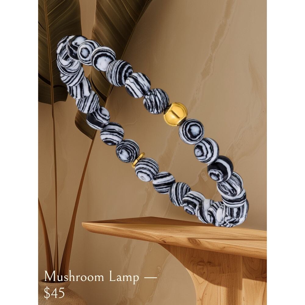 Chisel Stainless Steel Yellow IP-Plated Black Line Agate Beaded Stretch Bracelet